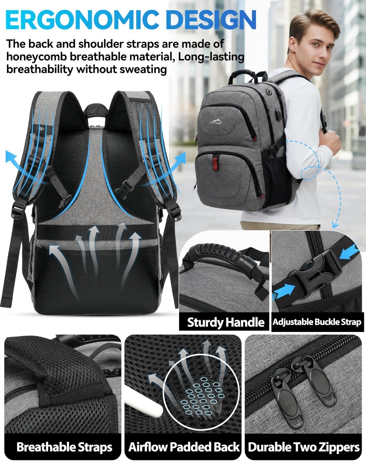 Extra Large Anti Theft Laptop Backpack, TSA Approved, USB Charging, Fits 17"   G4