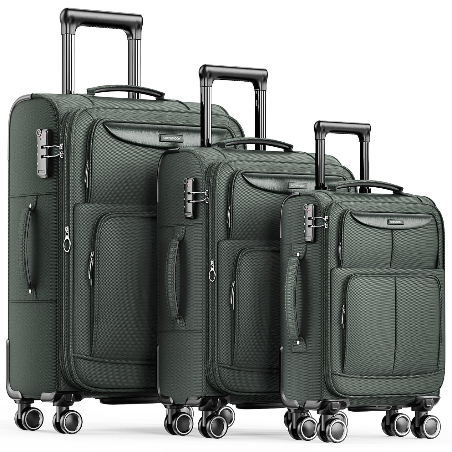 3 Piece Softside Luggage Set - Expandable, Lightweight, 360° Spinner Wheels, TSA1