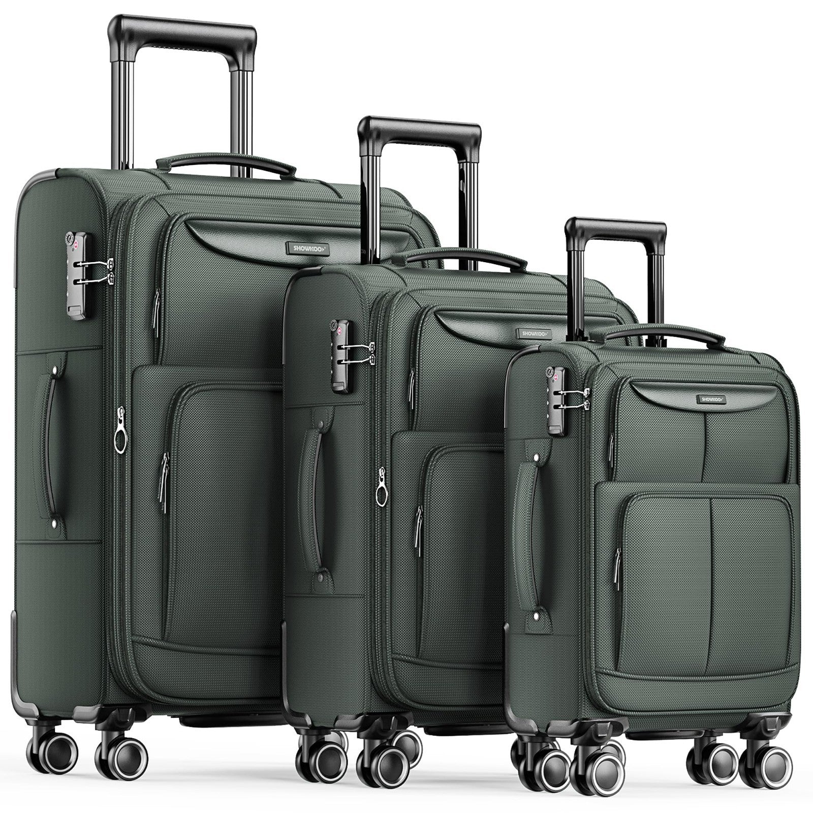 3 Piece Softside Luggage Set - Expandable, Lightweight, 360° Spinner Wheels, TSA1