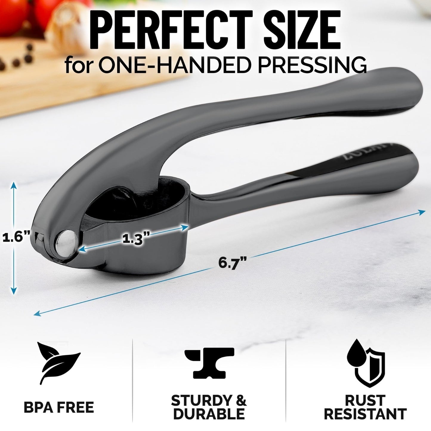 Premium Garlic Press Set   Rust Proof Mincer Tool, Easy Squeeze, Ergonomic Handl2