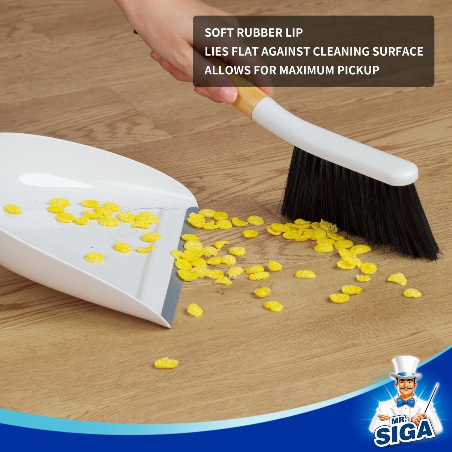 Dustpan and Brush Set with Bamboo Handle | Handheld Broom & Dustpan Combo, Small3