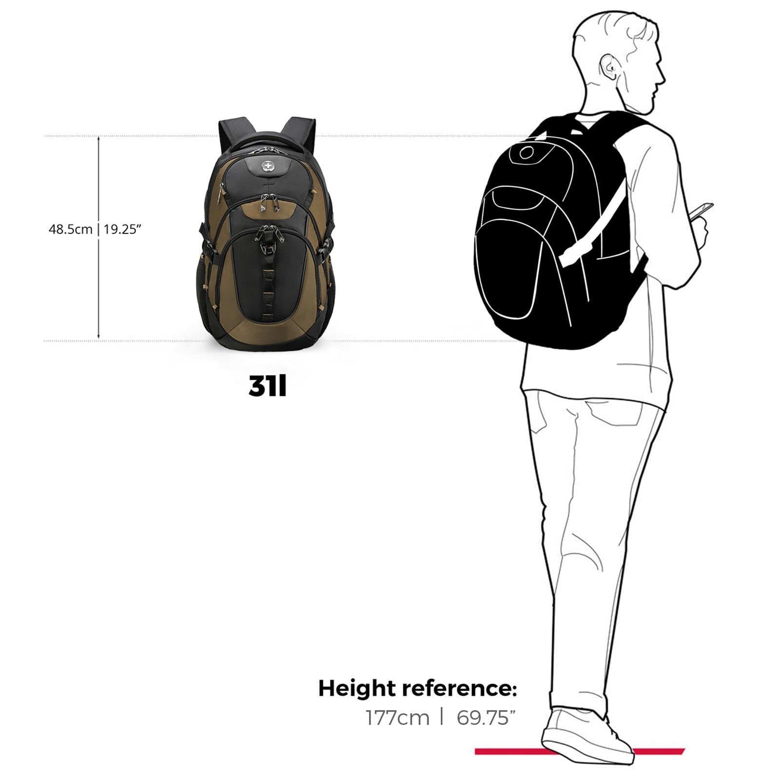 Stylish Laptop Backpack with USB Charging Port, Fits 15.6" Computer, 31L Travel7