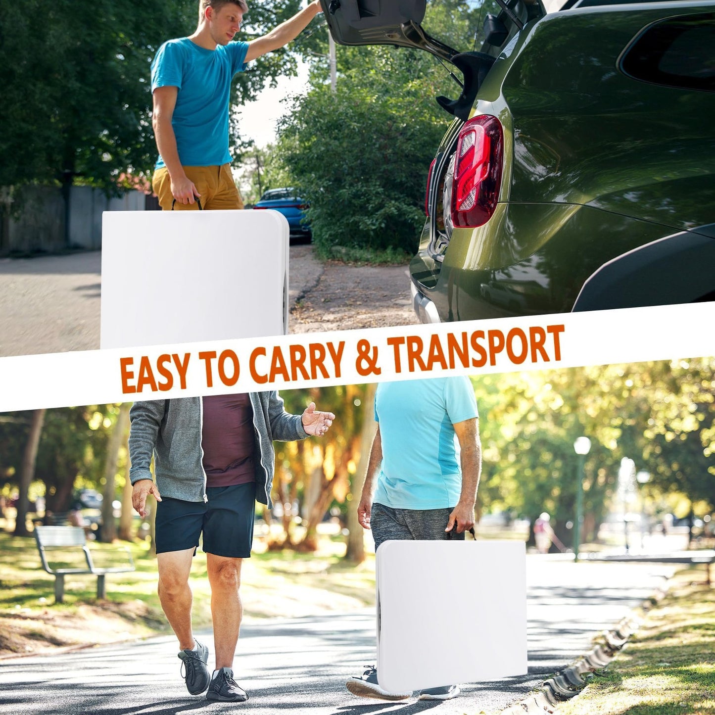 6FT Folding Table - Heavy Duty, 350 LBS Capacity, Waterproof HDPE Top, Portable7