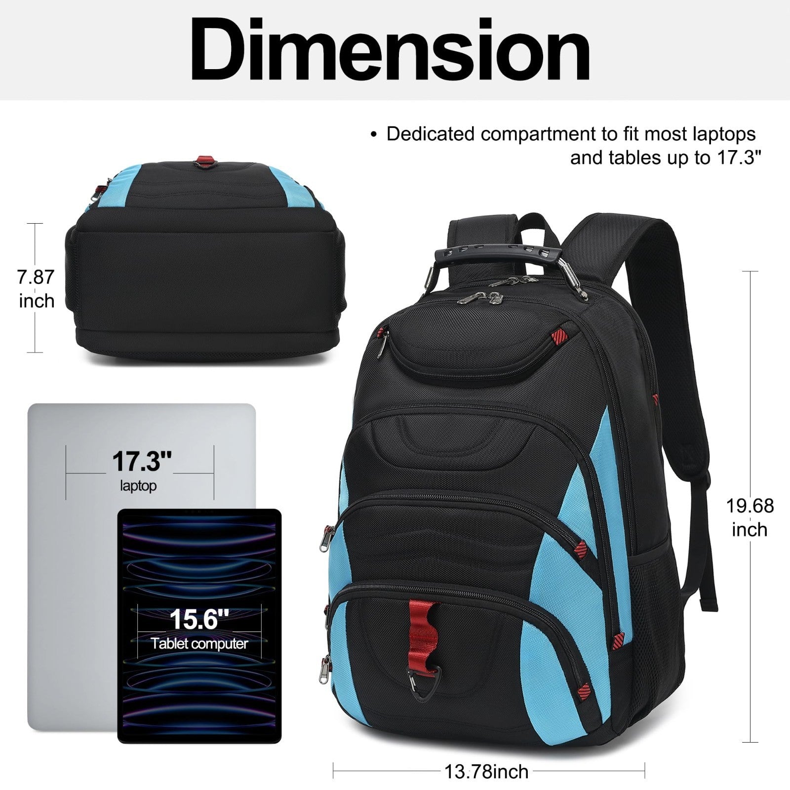 17.3" Waterproof Laptop Backpack with USB Port, Anti Theft Travel Bag, Casual Bo1