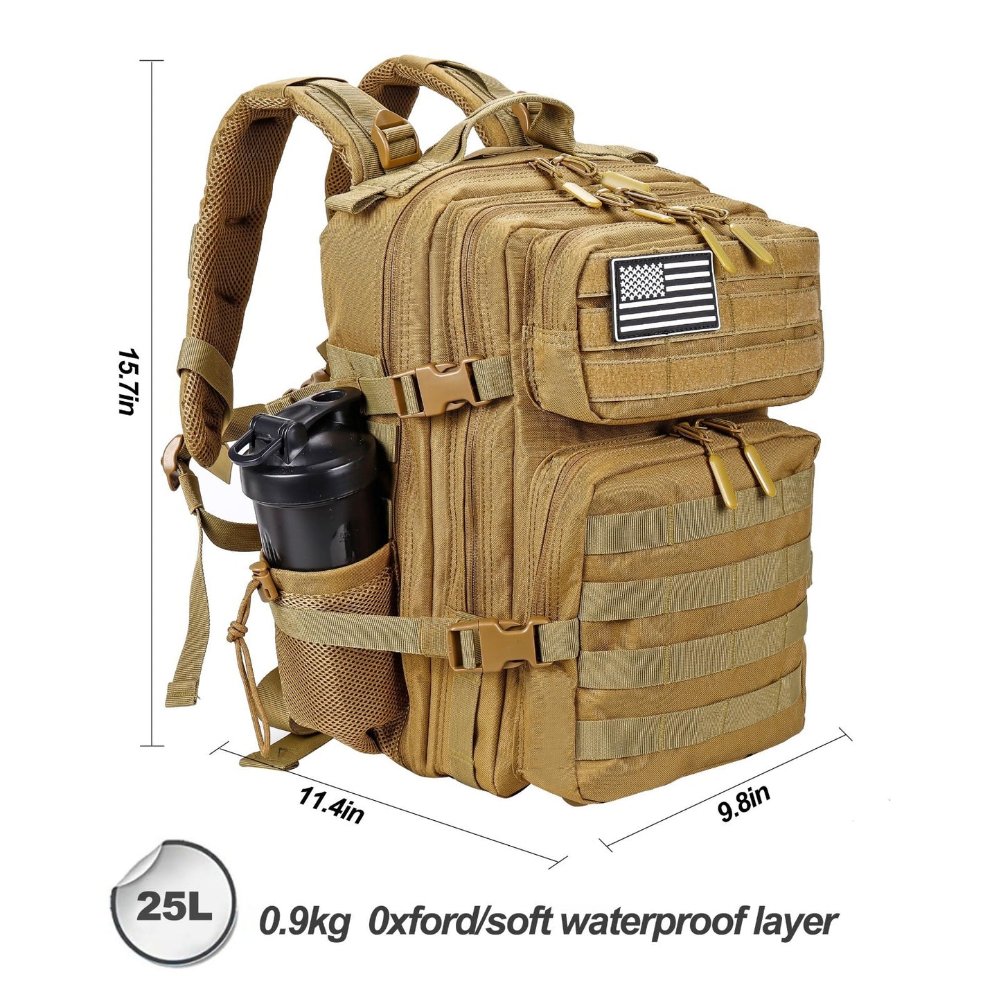 Tactical Military Backpack 25L/35L Army Assault Pack Rucksack with Bottle Holder2