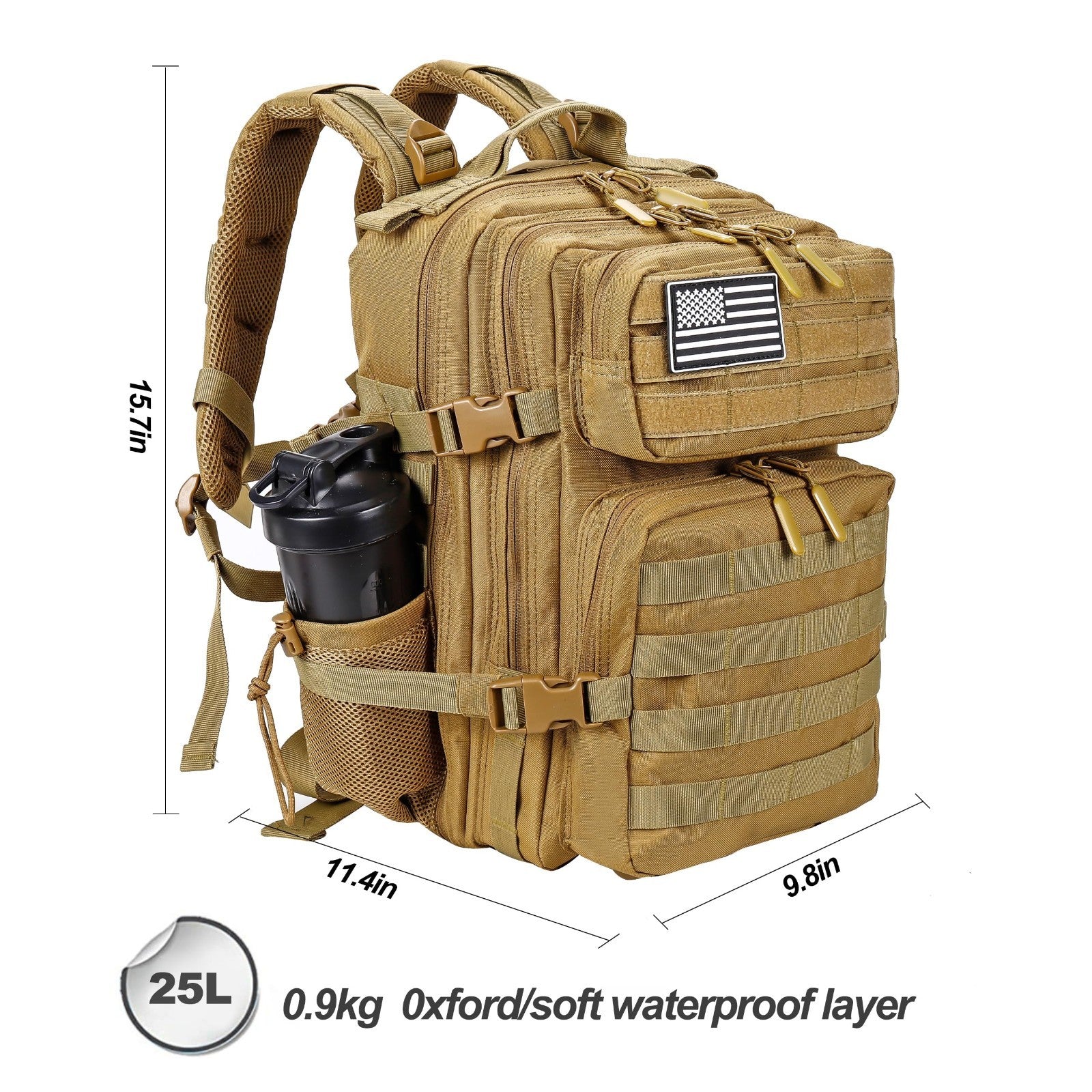 Tactical Military Backpack 25L/35L Army Assault Pack Rucksack with Bottle Holder2