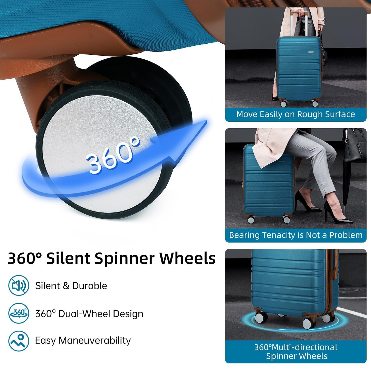 Expandable 6-Piece Luggage Set with 360° Wheels, TSA Lock, Lightweight Hardshell6