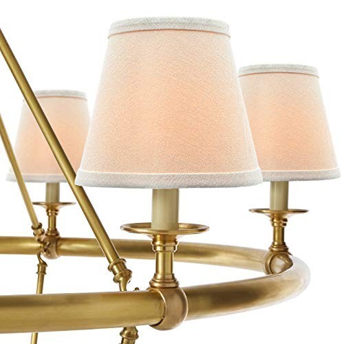 Set of 6 Clip-On White Linen Lamp Shades for Chandelier, 3" x 6" x 56