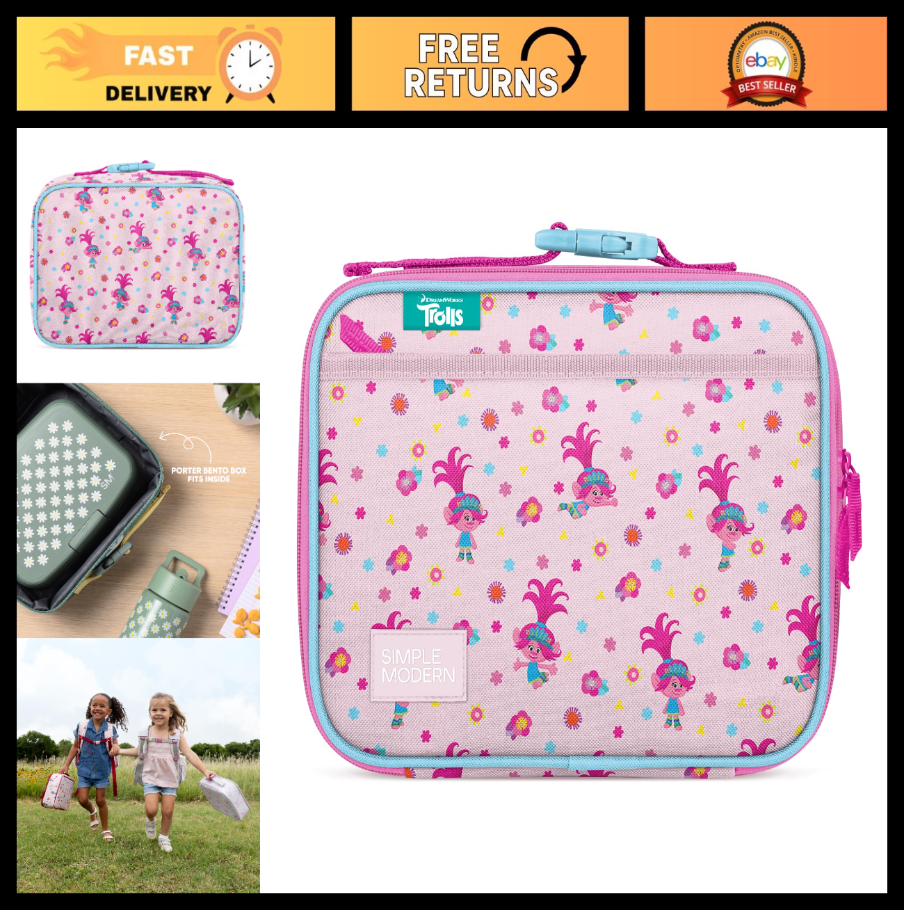 Cute Insulated Kids Lunch Box & Bag for School | Fits Bento Containers, Toddlers0