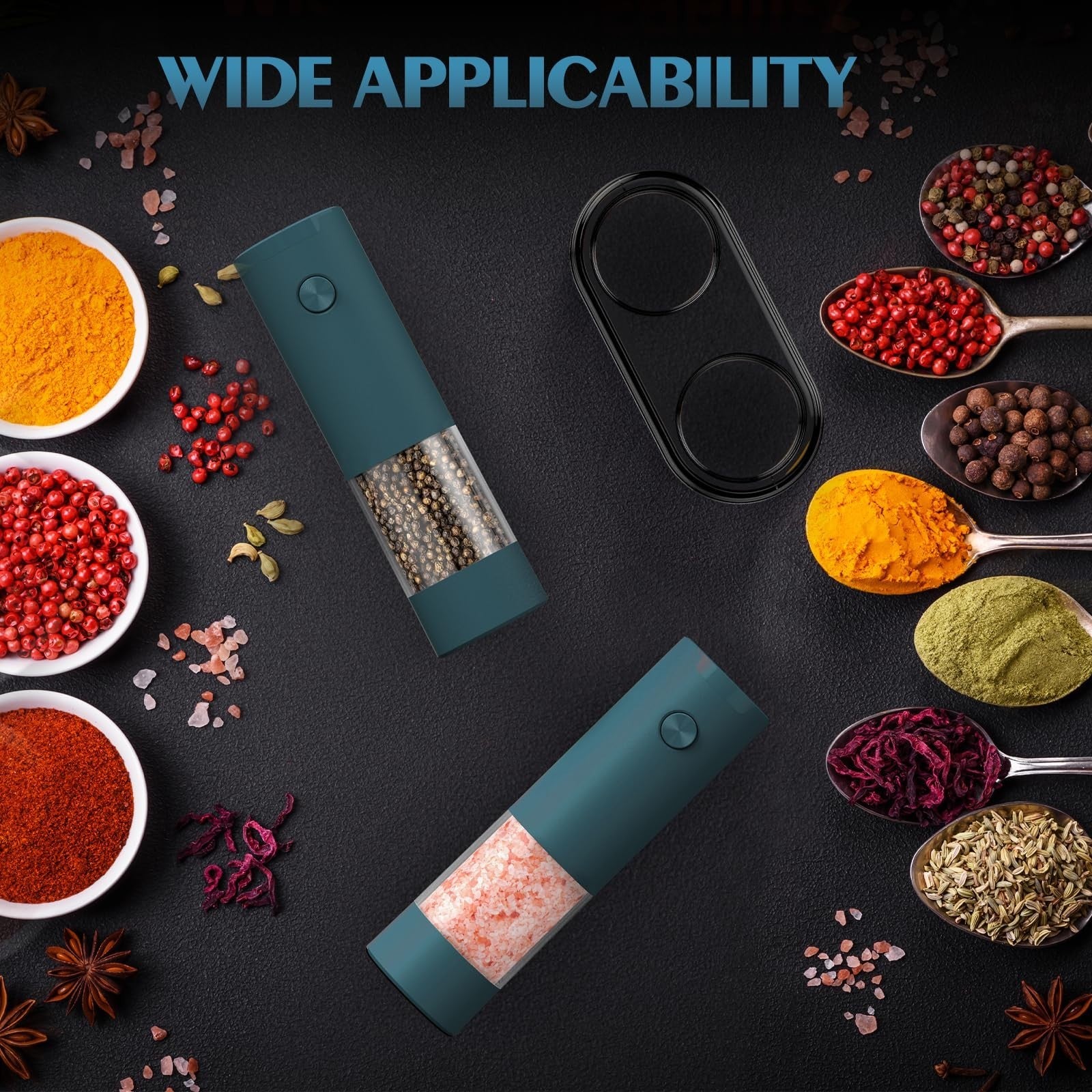 Automatic Electric Salt and Pepper Grinder Set   Adjustable Coarseness, LED, Lar2