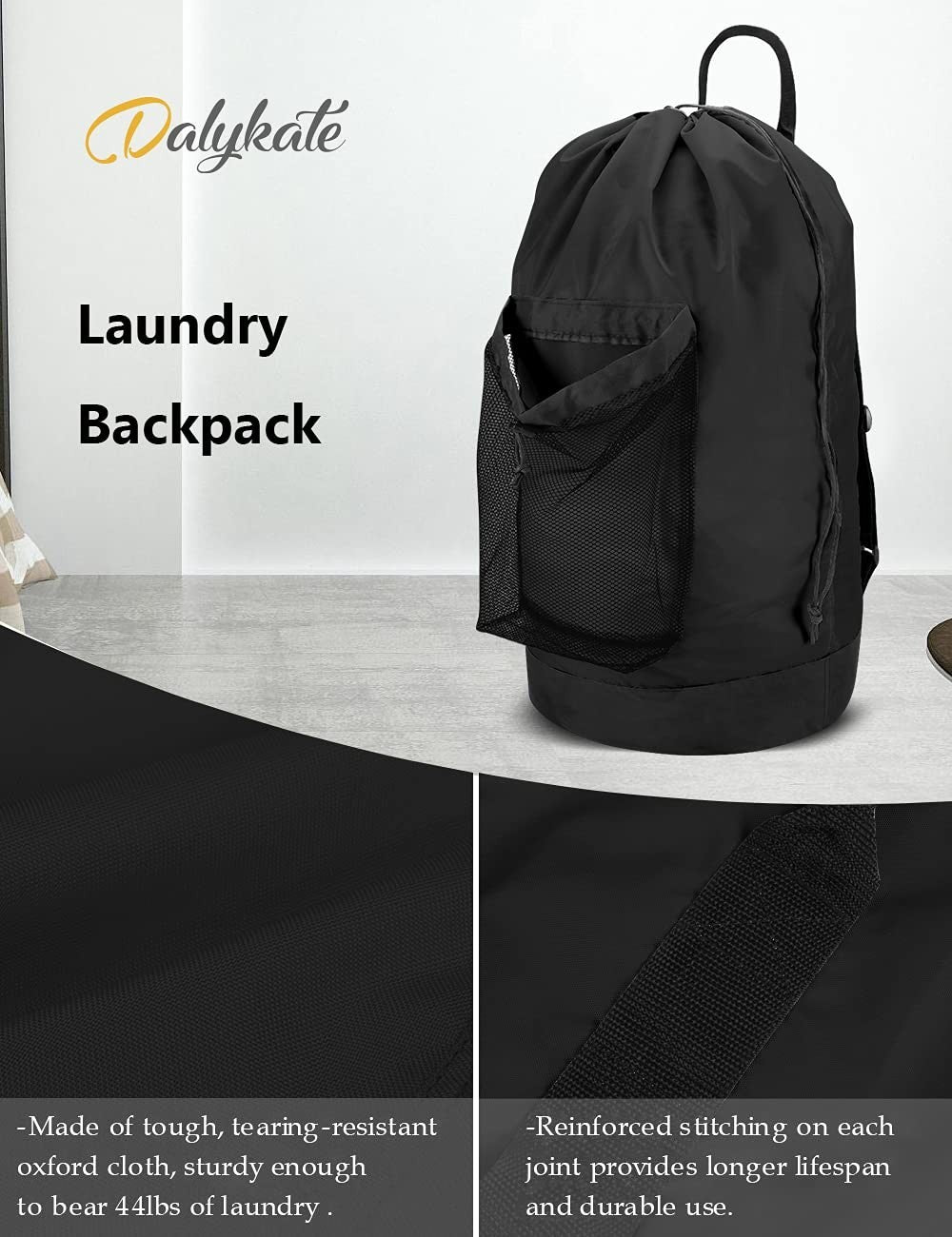 Optimized eBay Title:  Durable Laundry Backpack with Shoulder Straps, Mesh Pock5