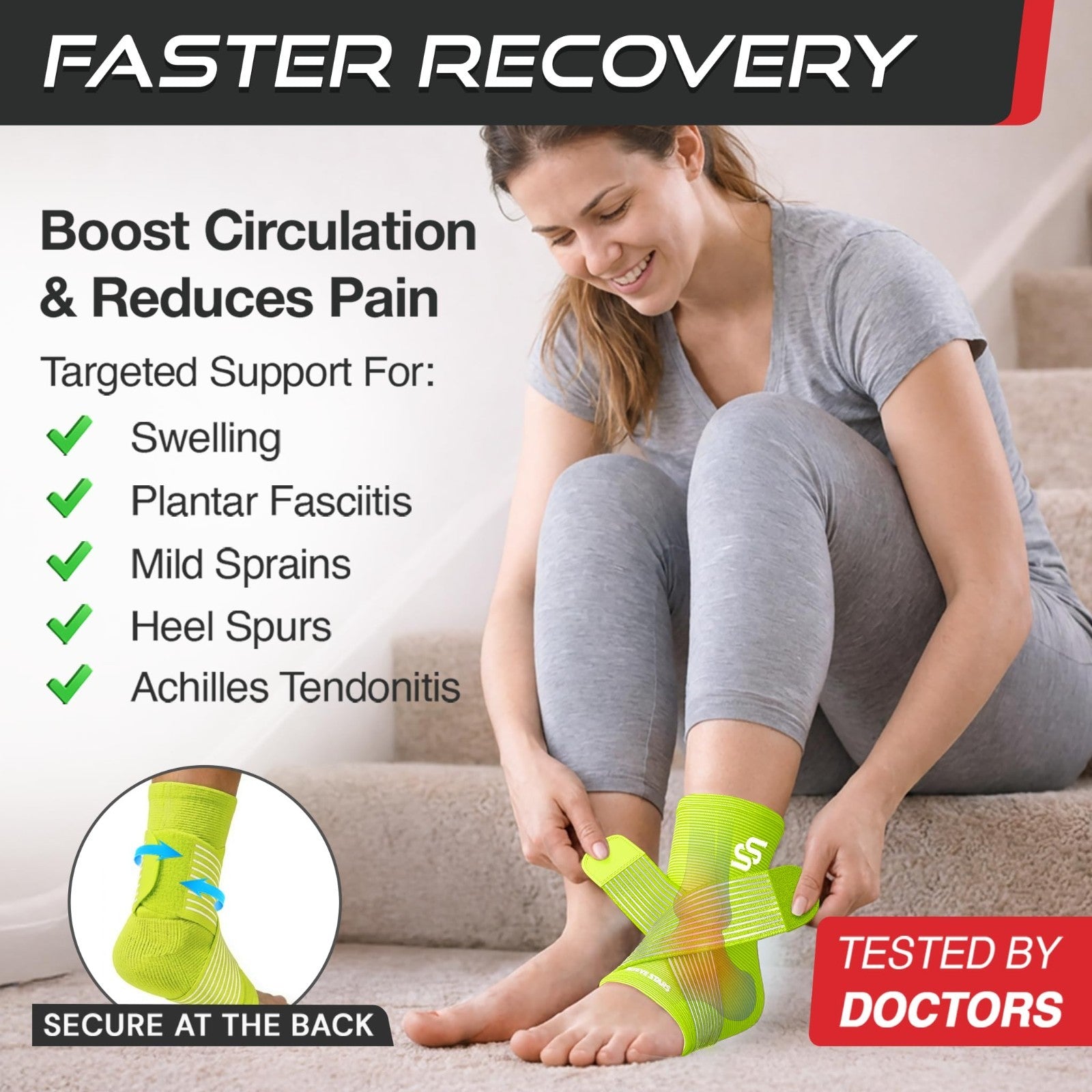 Adjustable Ankle Brace for Sprains & Plantar Fasciitis Relief, Compression Sleev2