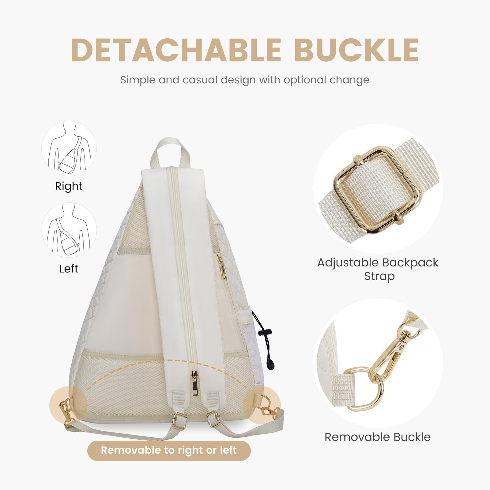Quilted Crossbody Sling Backpack for Women - Tennis & Pickleball Paddle Bag4