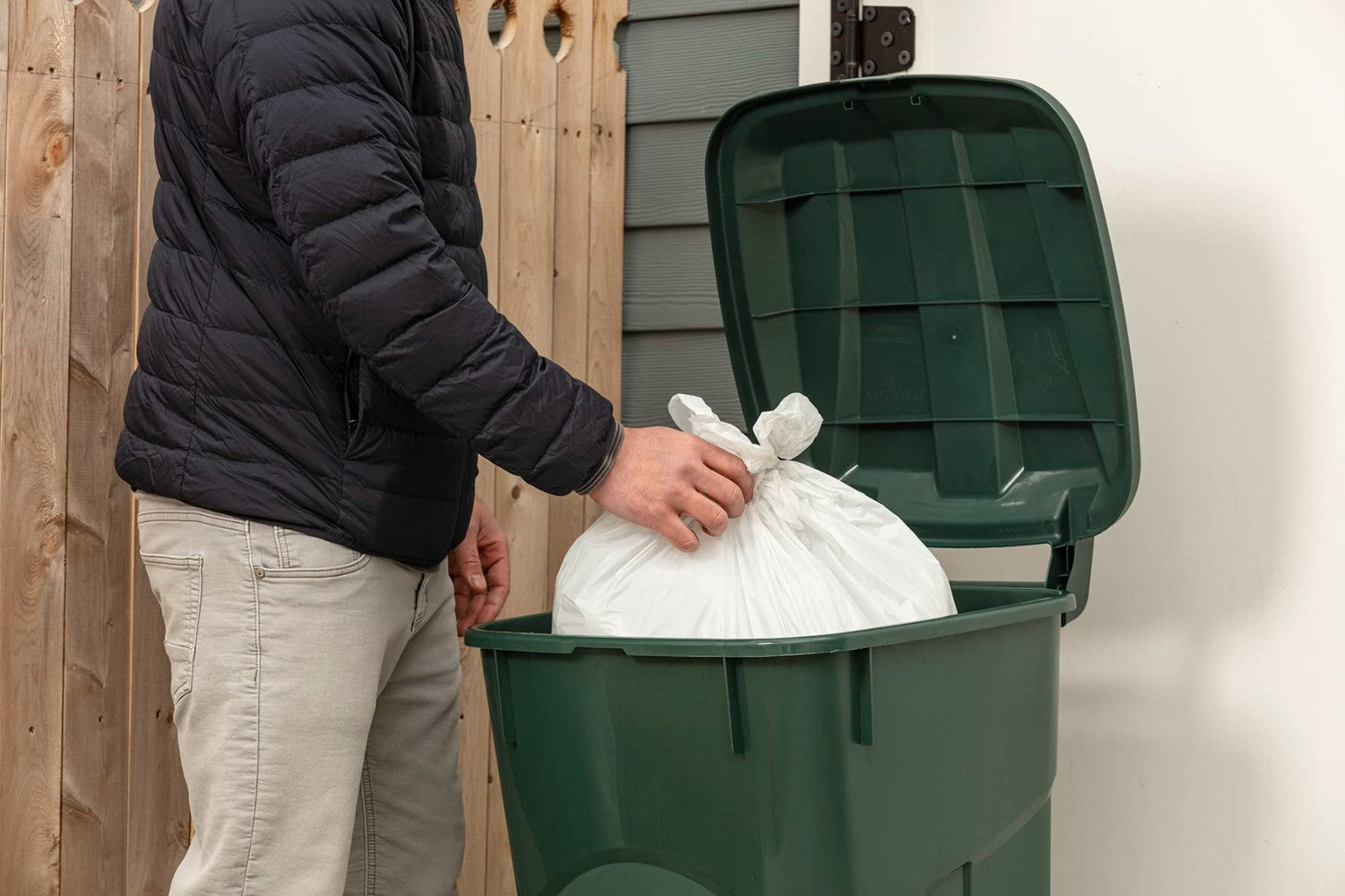 32 Gallon Wheeled Outdoor Trash Can with Snap Lock Lid & Heavy-Duty Handles - 22