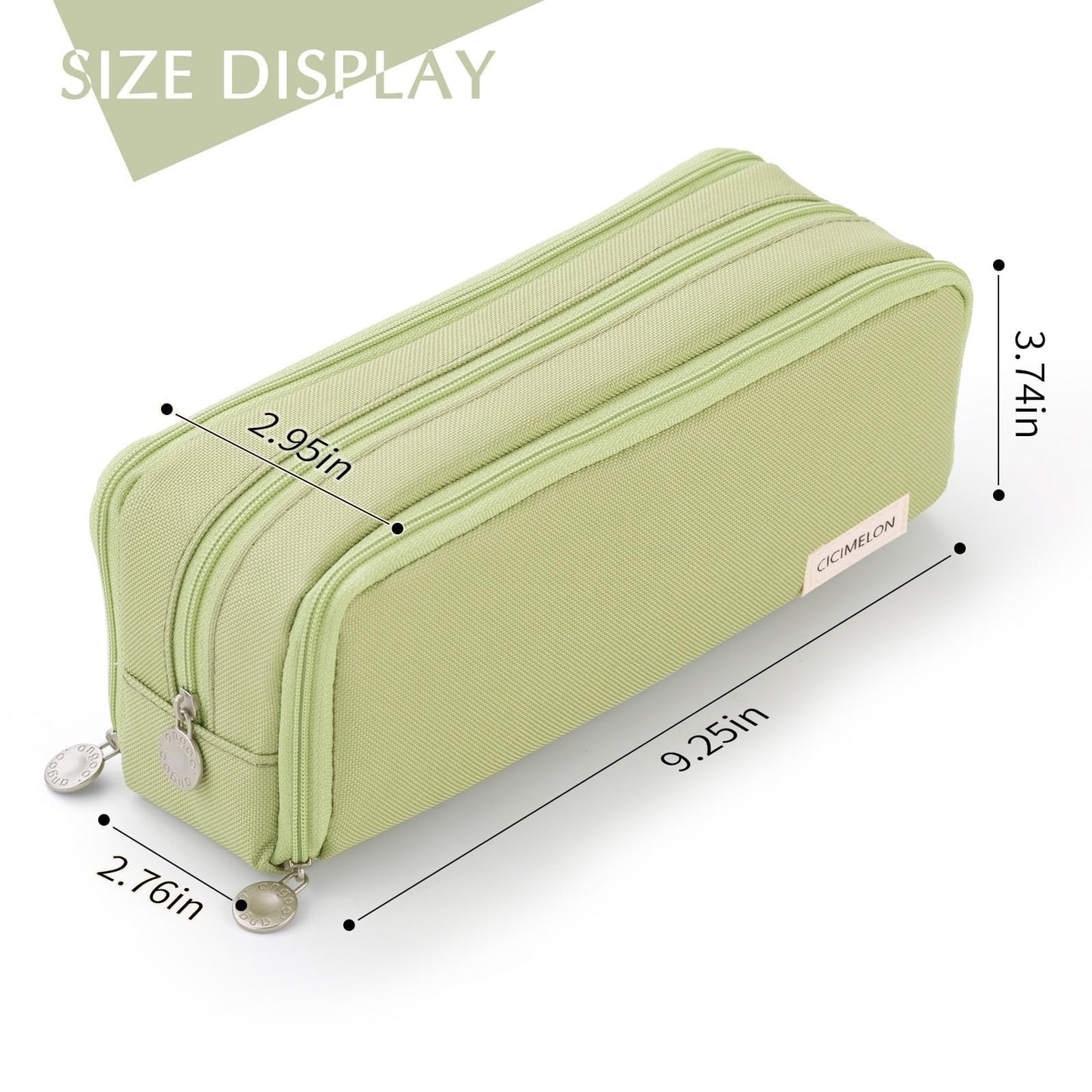 Large Capacity 3 Compartment Pencil Case Pouch for School, Teens & Adults   Gree5