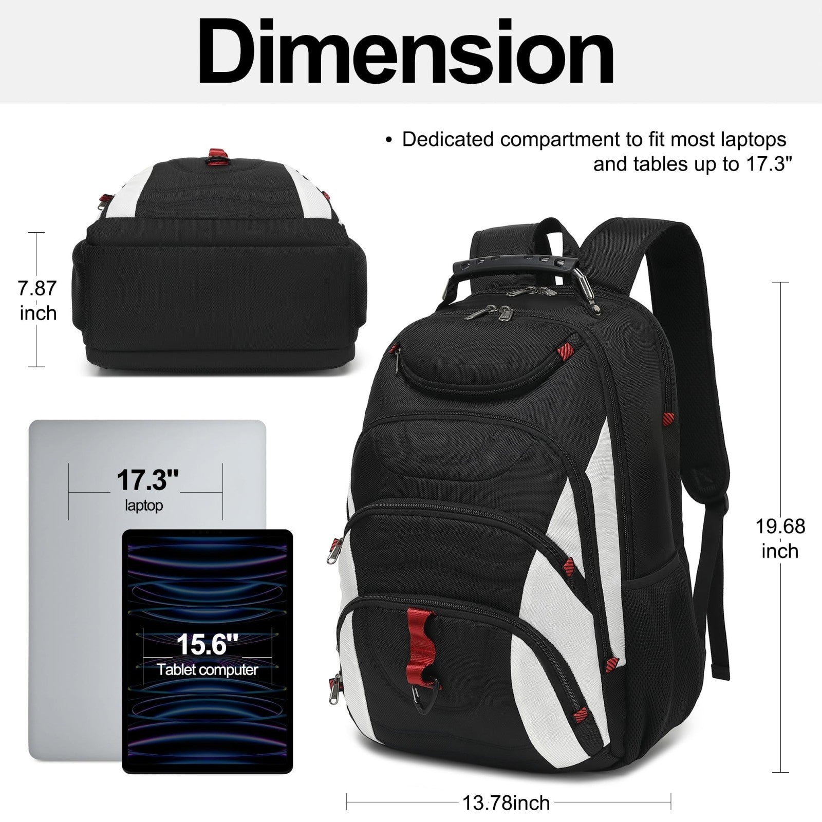 17.3" Waterproof Laptop Backpack with USB Port, Anti Theft Travel Bag for Work &2
