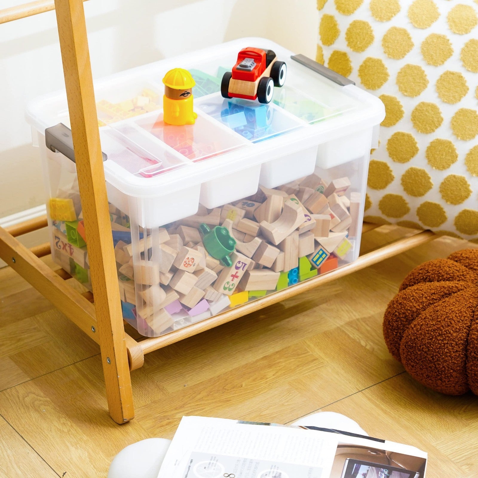 32QT Clear Craft Storage Box with Removable Tray   Organizer for Art Supplies5