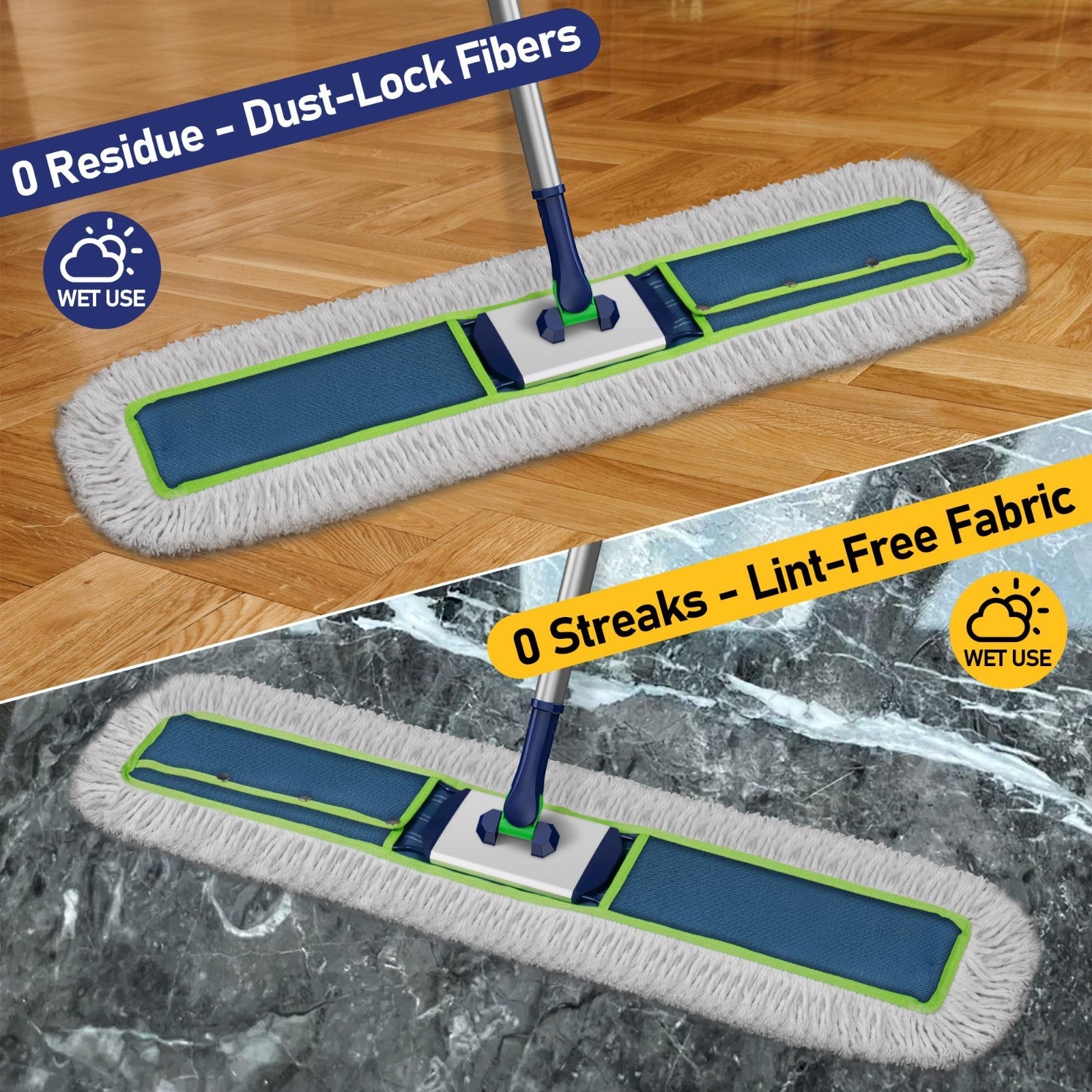 41" Large Commercial Dust Mop Push Broom - Heavy Duty Janitorial Sweeper Tool2