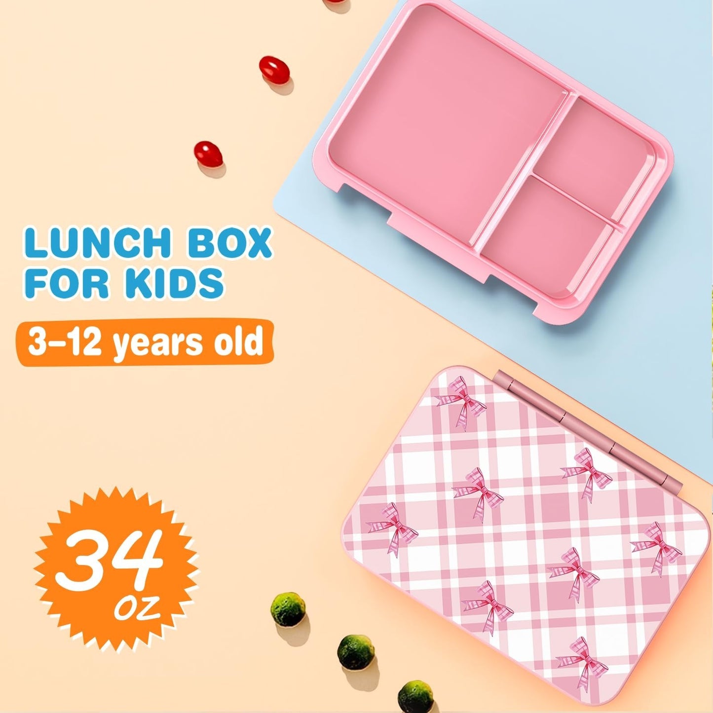 6PCS Girls Backpack Set with Lunch Bag, Bento Box & Pencil Pouch   Plaid School5