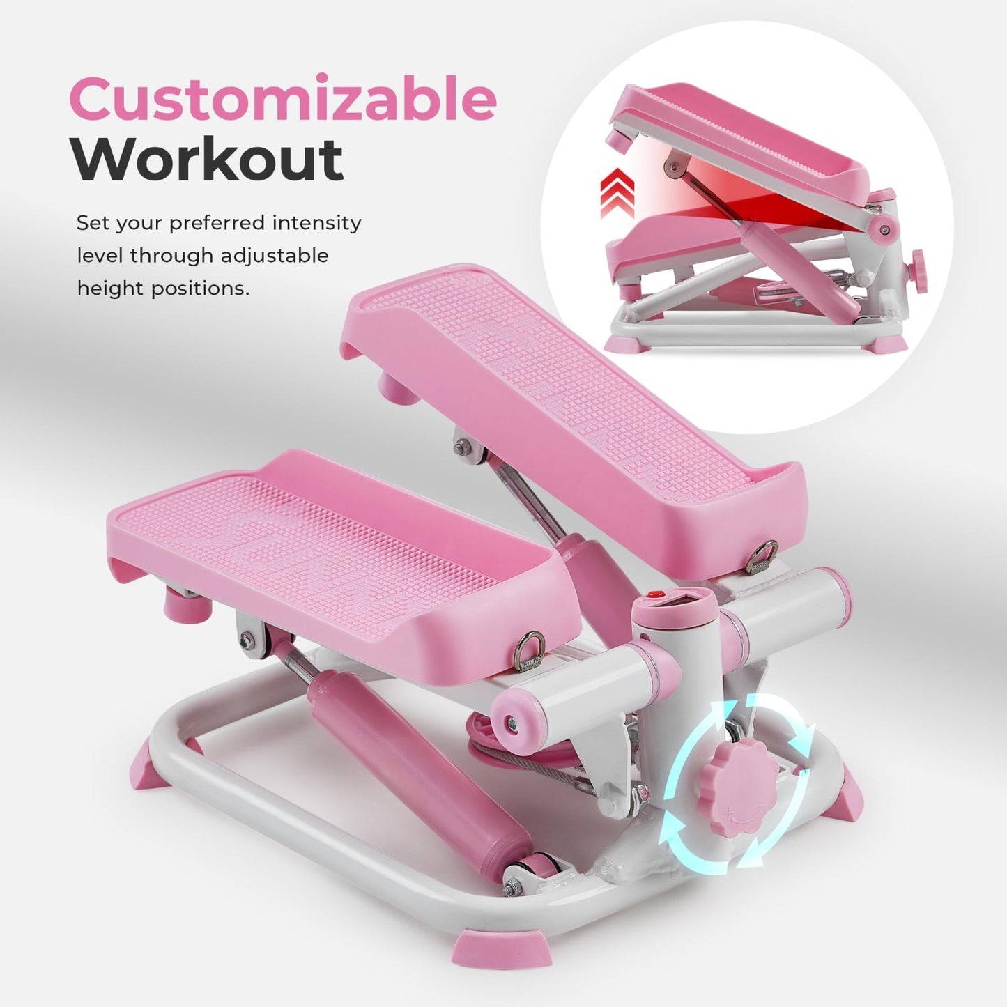 Mini Stair Stepper with Resistance Bands for Home Gym | Full Body Cardio, Adjust3