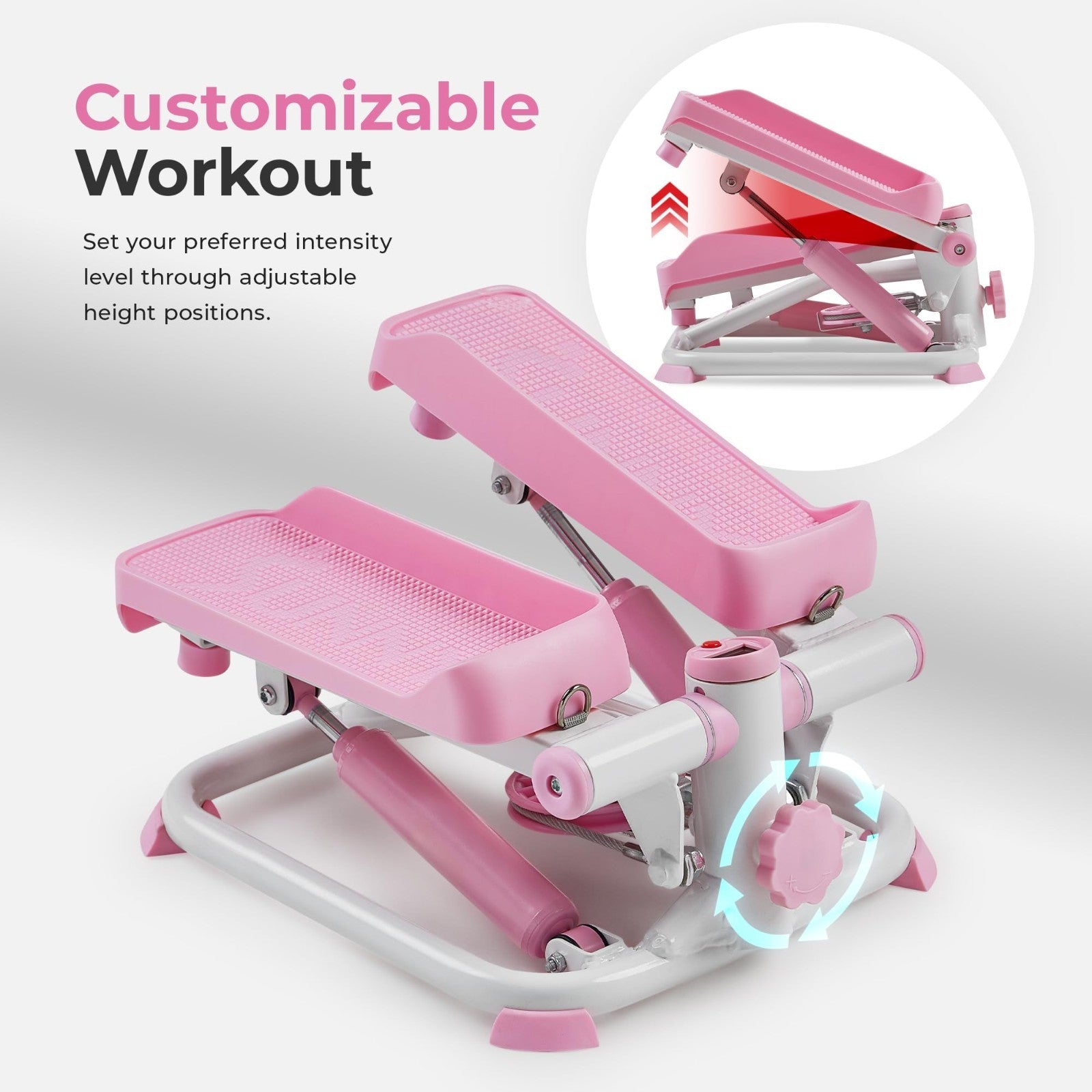 Mini Stair Stepper with Resistance Bands for Home Gym | Full Body Cardio, Adjust3