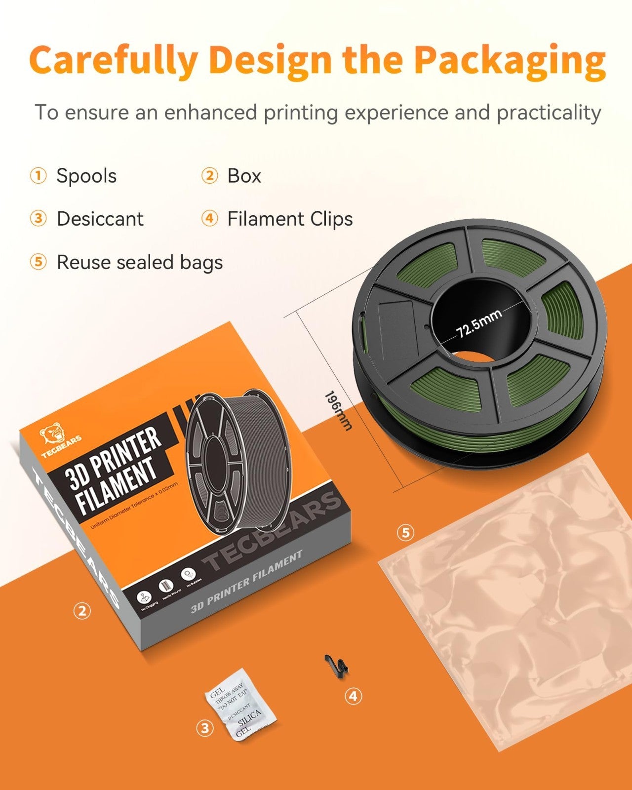 4kg PETG Filament 1.75mm Black Bundle | Strong Toughness, High Precision, Good L5