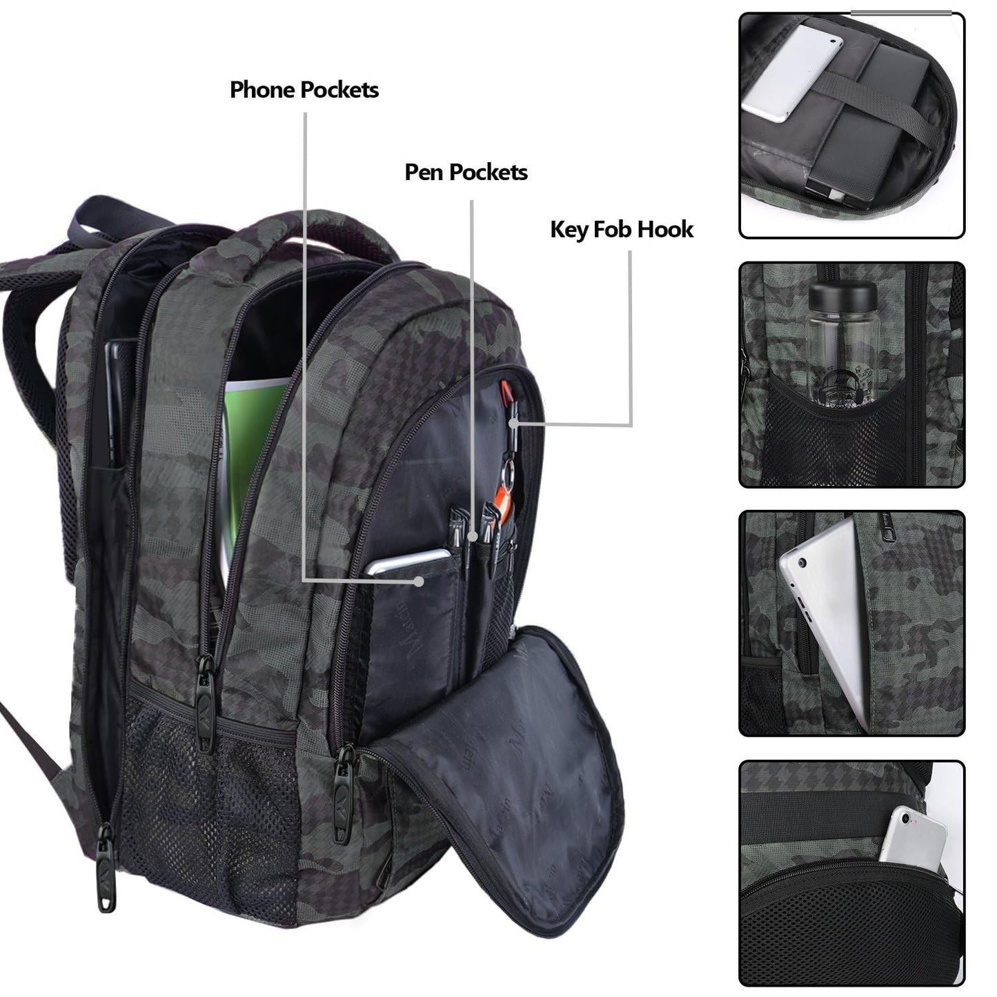 Extra Large 17.3 Inch Laptop Backpack, TSA Friendly Travel Bag, Grey, Durable &3