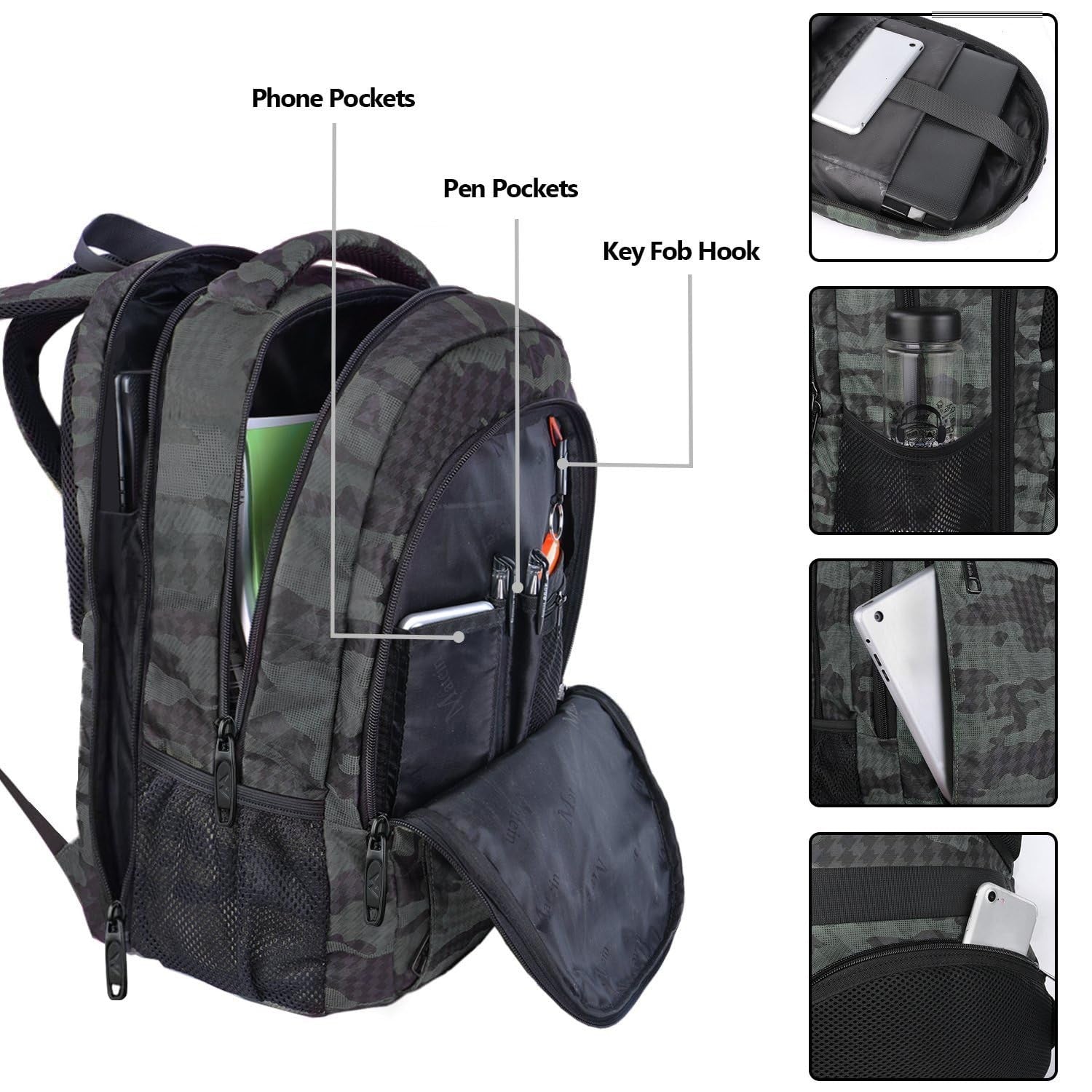 Extra Large 17.3 Inch Laptop Backpack, TSA Friendly Travel Bag, Grey, Durable &3