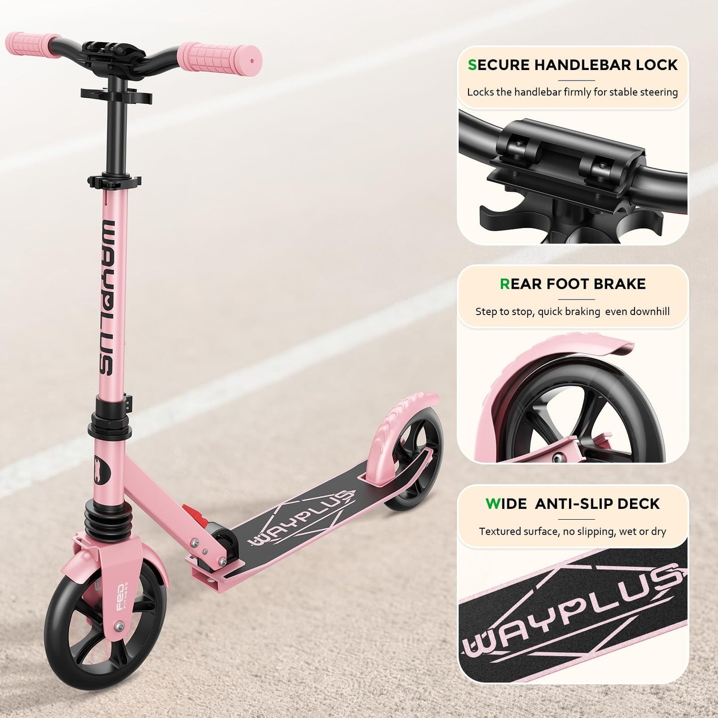 Kick Scooter for Kids, Teens & Adults - 8" Big Wheels, 240lb Capacity, Ages 6+5