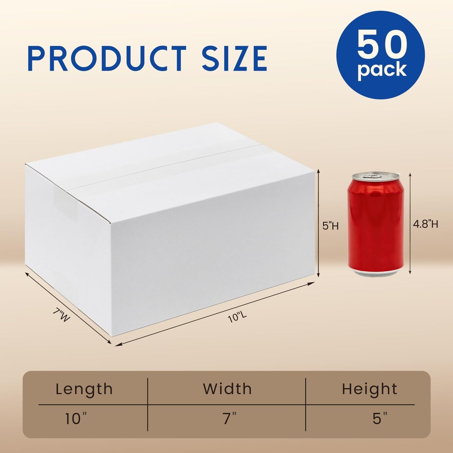 50 Pack 10x7x5" Corrugated Shipping Boxes - White, 3-Layer Mailer Packing Suppli1