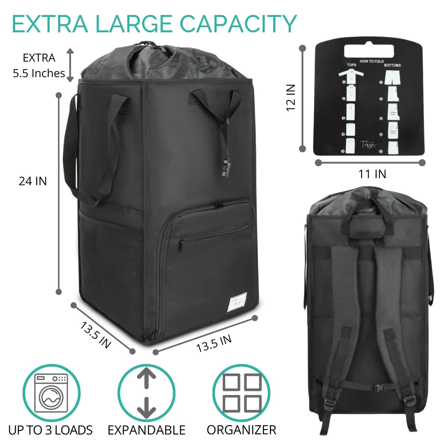 Optimized eBay Title:  "Extra Large Portable Laundry Backpack - Durable, Foldab2