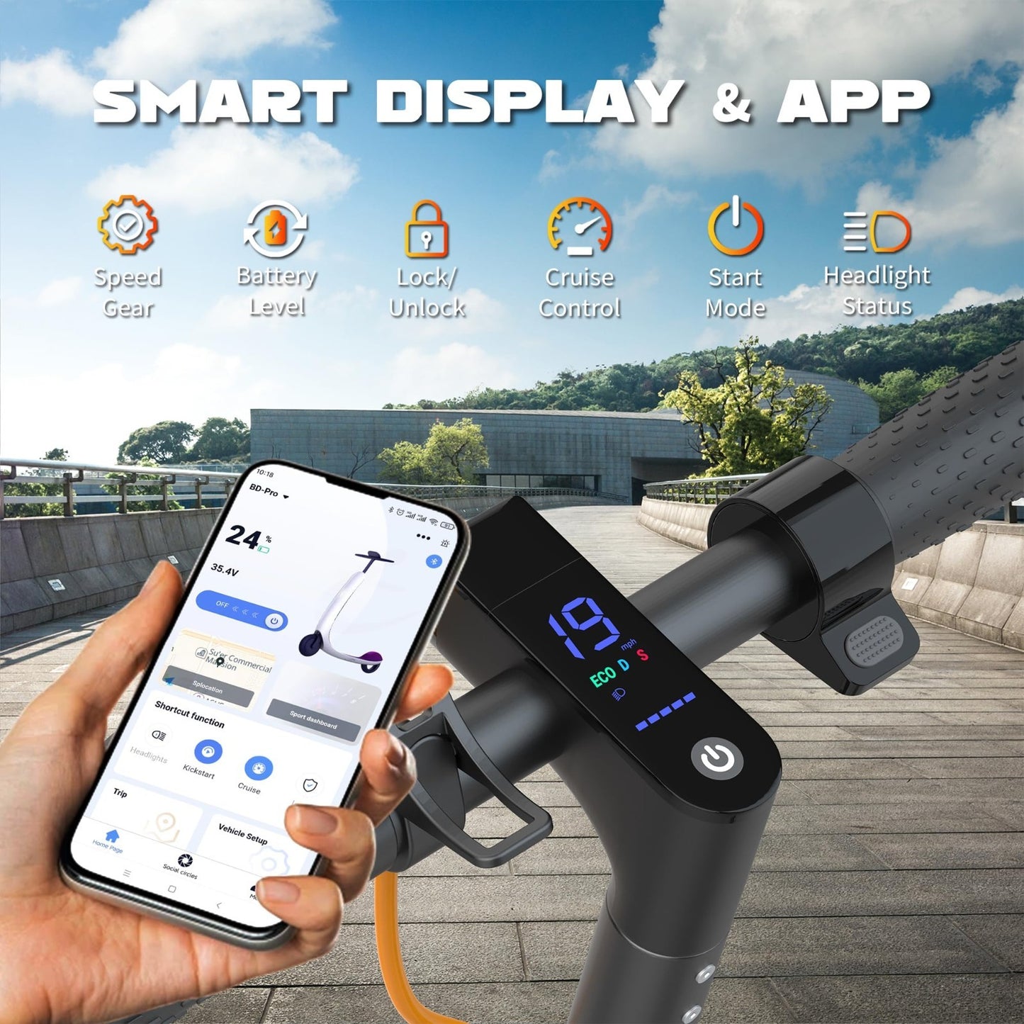 Powerful Electric Scooter 350W/500W Motor, 19MPH Speed, 21-28 Miles Range, Foldi3