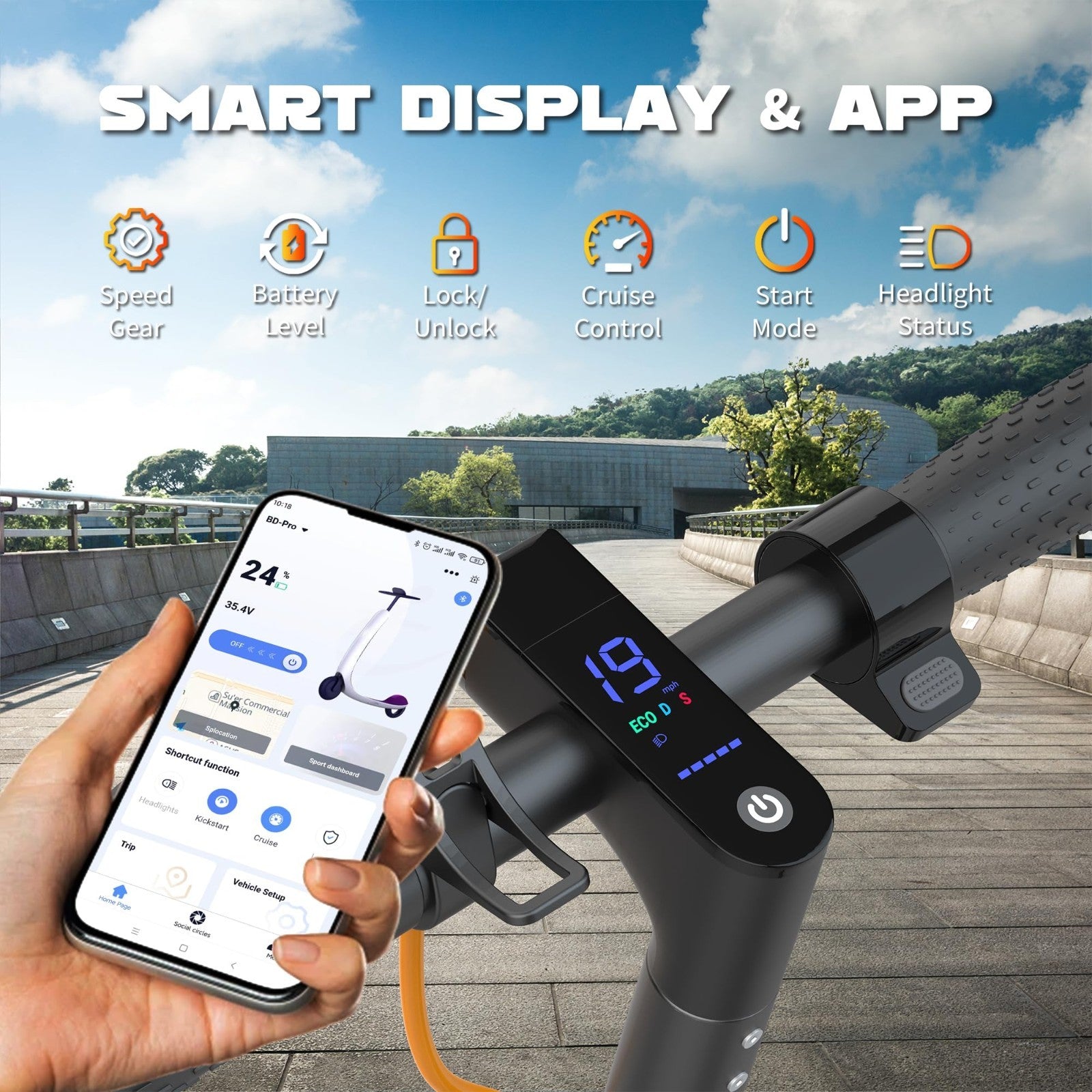 Powerful Electric Scooter 350W/500W Motor, 19MPH Speed, 21-28 Miles Range, Foldi3