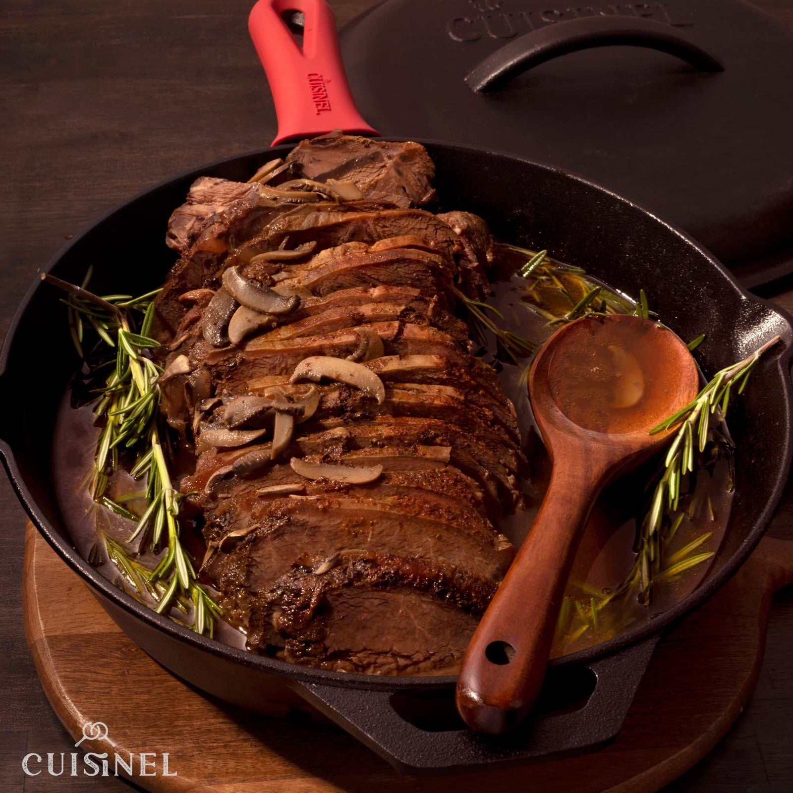 12-Inch Pre-Seasoned Cast Iron Skillet with Lid - Versatile Frying Pan Set for O2