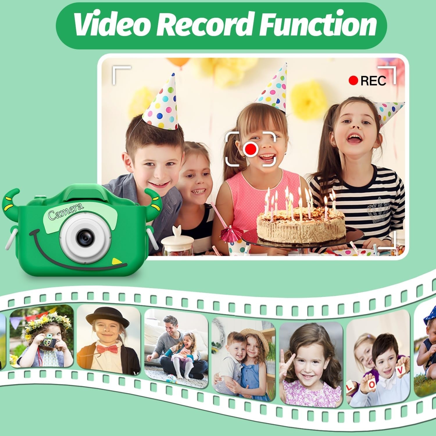 Kids Digital Camera for 3 8 Year Olds, Cartoon Soft Cover, Video Camcorder Gift6