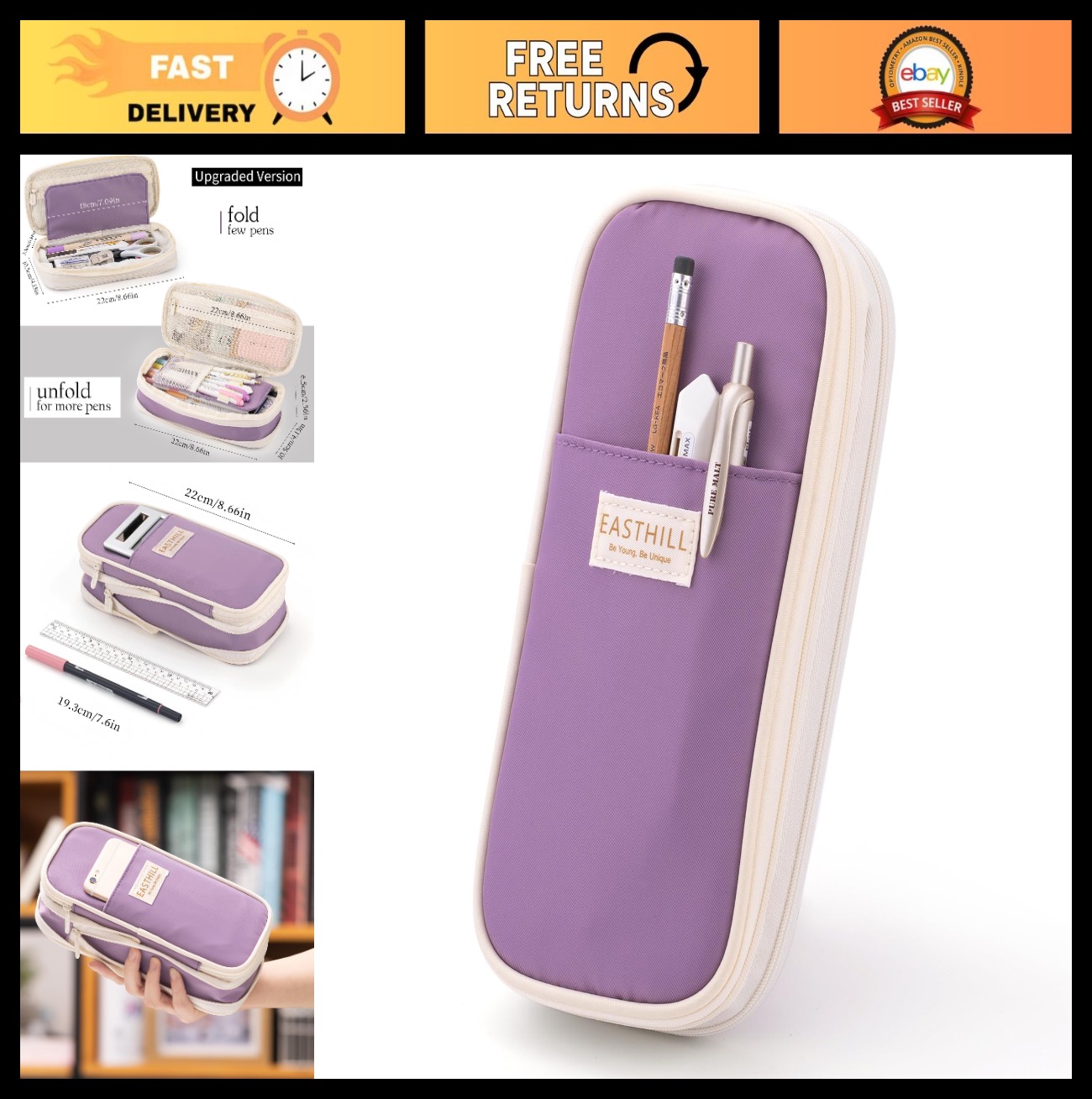 Large Capacity Pencil Case, Big Pencil Pouch for Stationery, Pen Bag for Teens  0