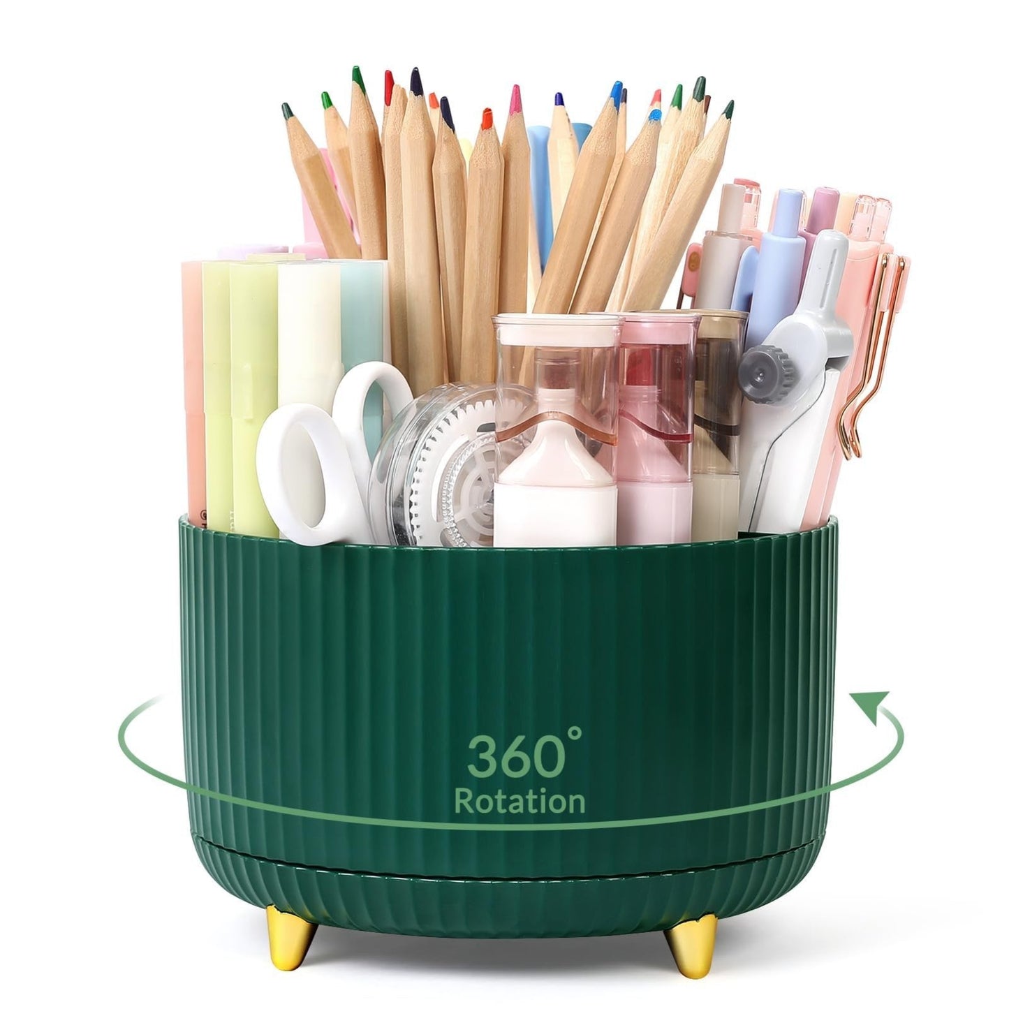 360° Rotating Desk Organizer   Dual Purpose Pencil Holder with 5 Slots for Offic1