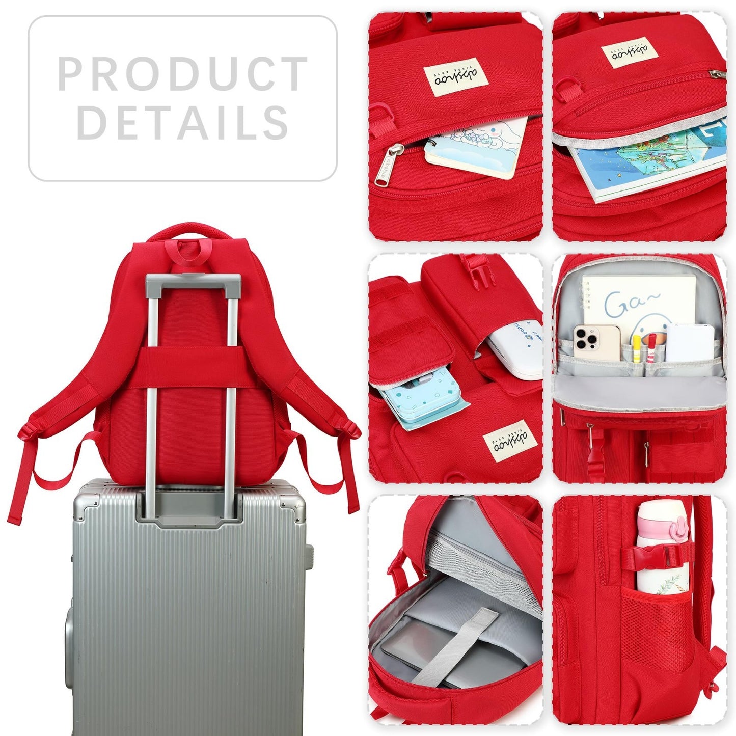 Large Heavy Duty Backpack for School, College, Travel   Multi Pocket Bookbag3