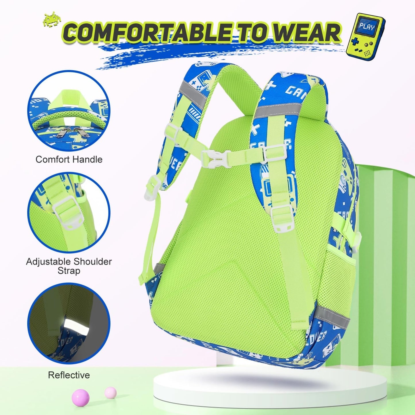 Luminous Boys Backpack Set   3PCS with Lunch Box & Pencil Case, School Bag3