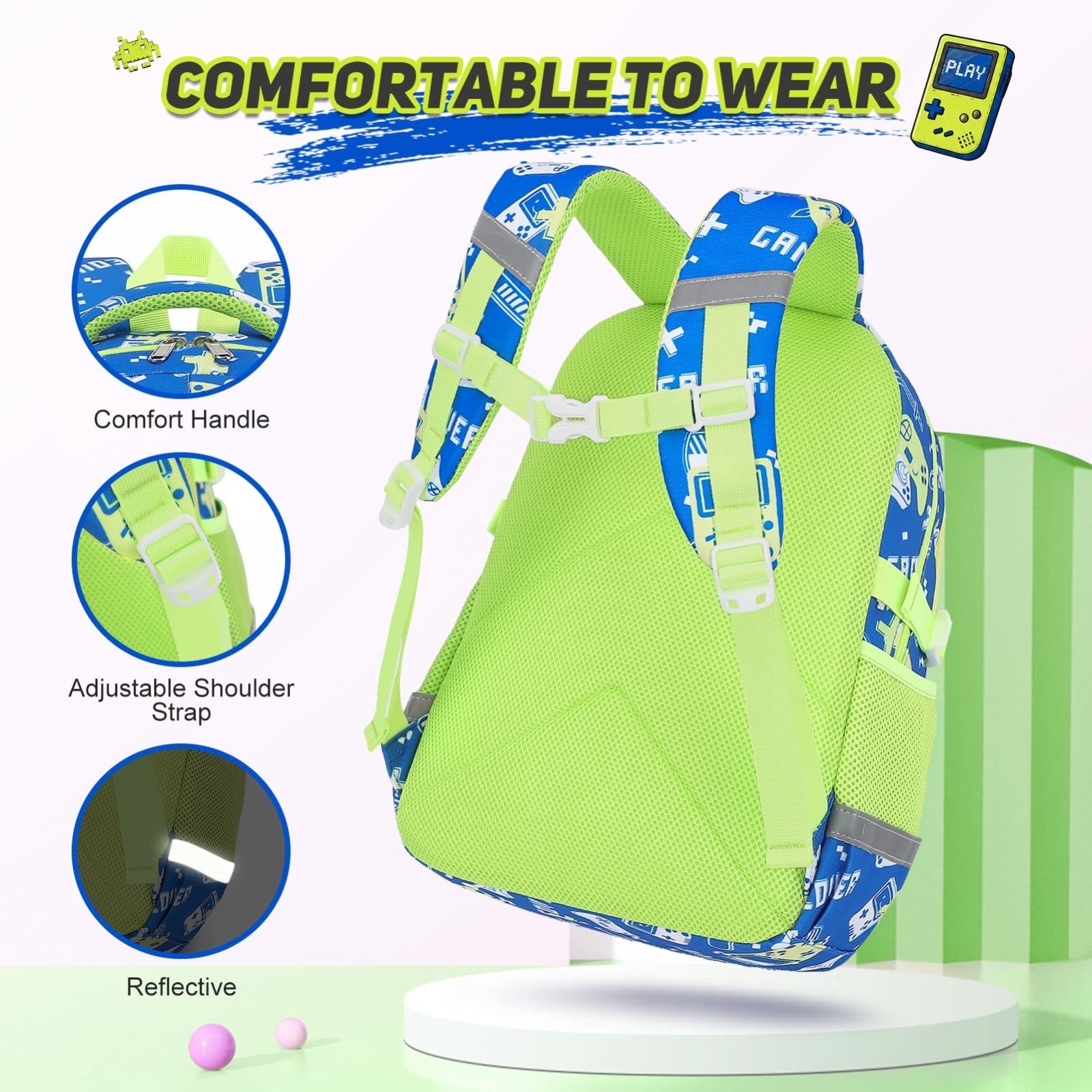 Luminous Boys Backpack Set   3PCS with Lunch Box & Pencil Case, School Bag3