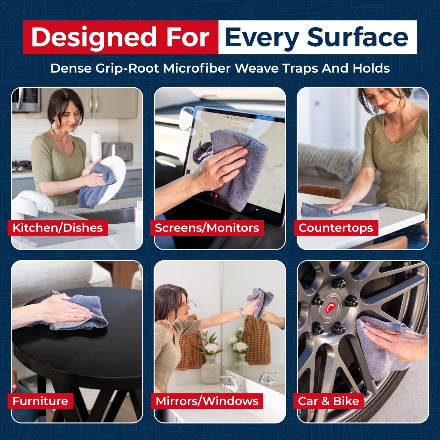 12 Pack Microfiber Cleaning Cloths 12.5"x12.5"   Ultra Absorbent, Streak Free, 13