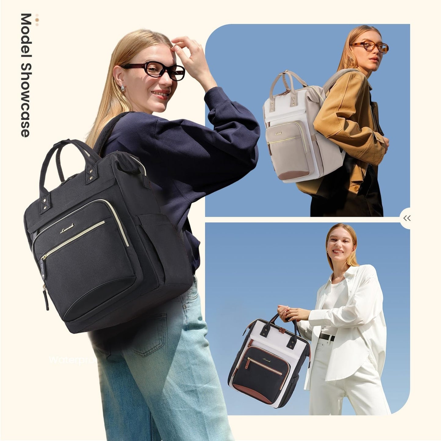 Large Capacity Laptop Backpack for Women, 15.6" Waterproof Work Bag, Travel Book5