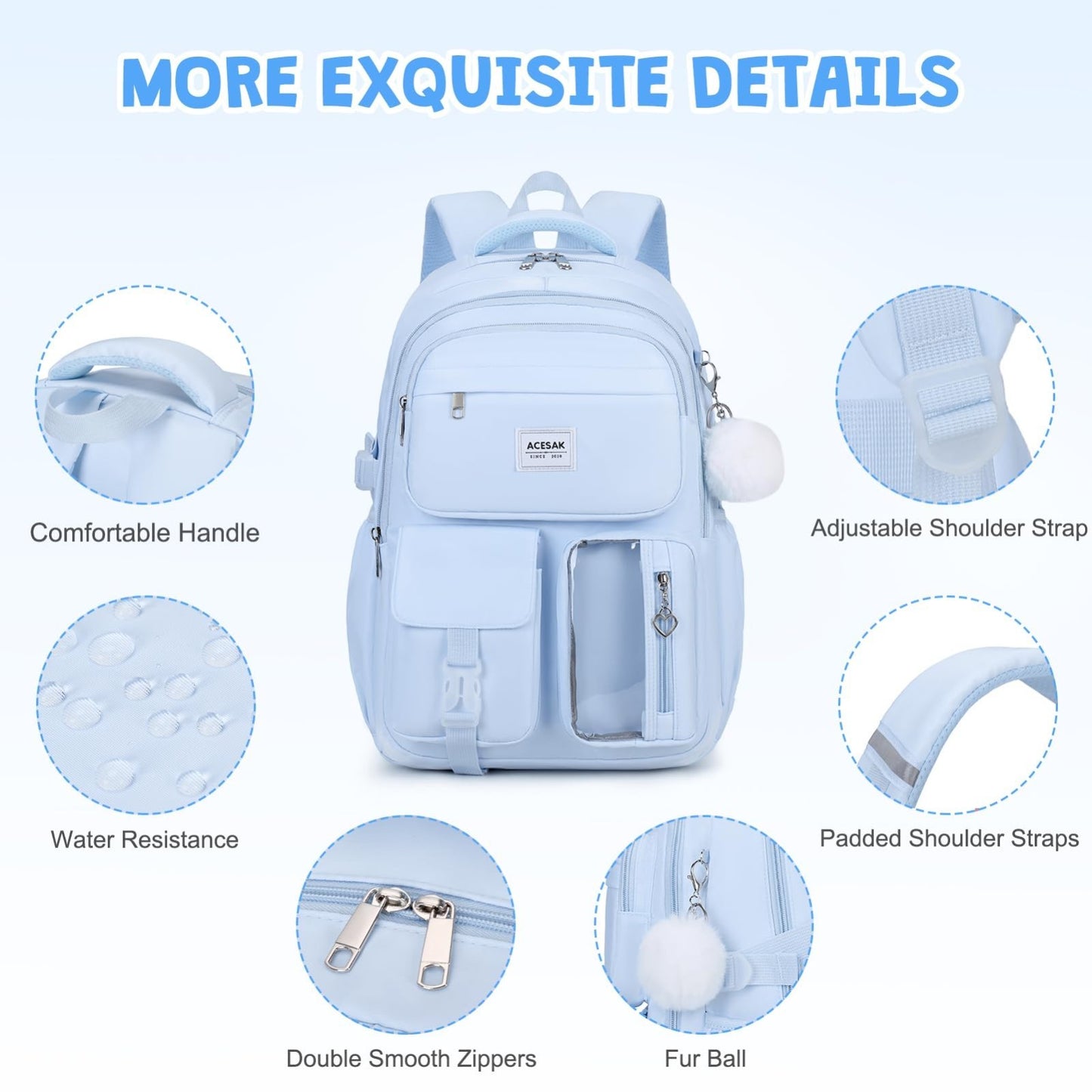 Stylish Girls Backpack with Lunch Bag & Pencil Pouch   Teen School Bookbag, Trav3
