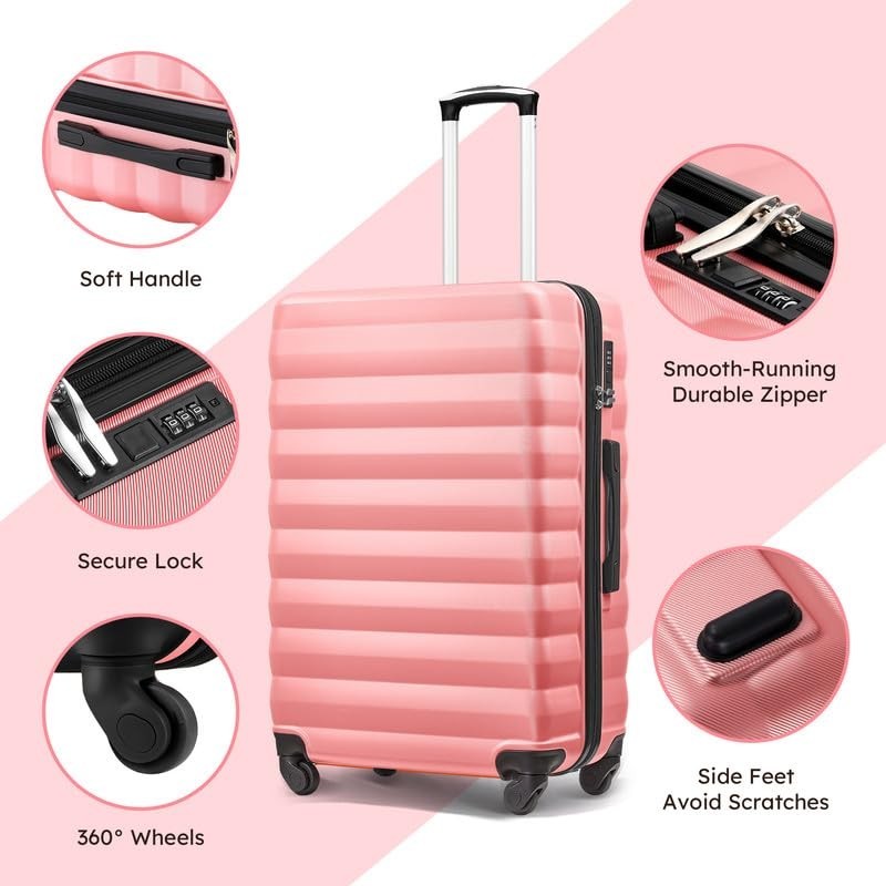 3 Piece Luggage Set for Women - ABS Hardshell Suitcase with Spinner Wheels & 6 P5