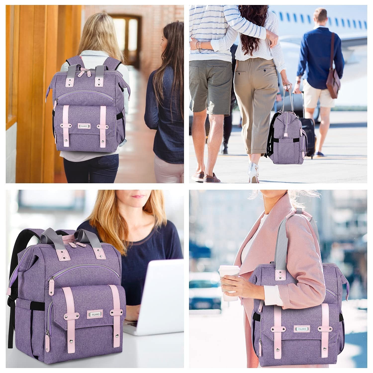 Stylish Anti Theft Laptop Backpack for Women, RFID Protection, Water Resistant,5