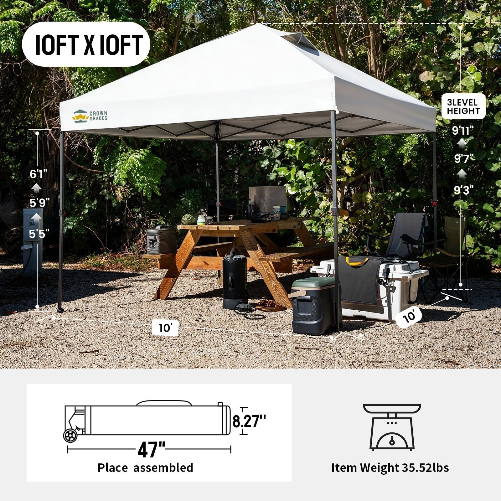 10x10 Pop Up Canopy Tent   Waterproof Outdoor Shelter with Instant Setup, Stakes2