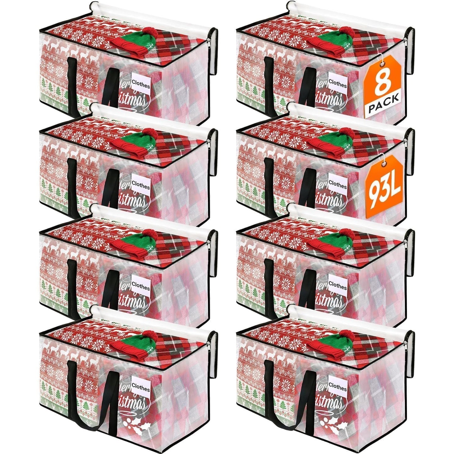 Extra Large Moving Bags 93L - 8-Pack Heavy Duty Storage Totes with Zipper & Hand1