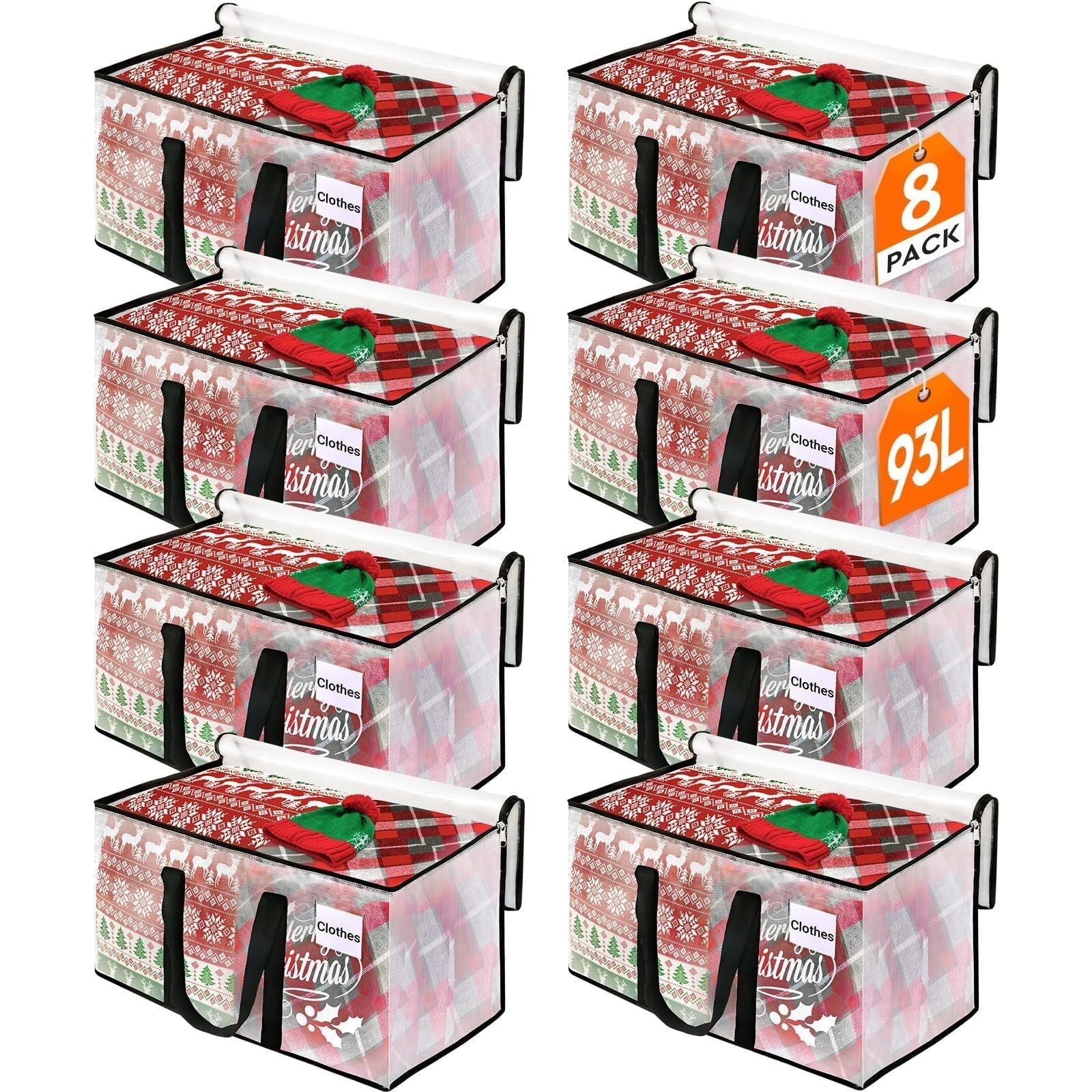 Extra Large Moving Bags 93L - 8-Pack Heavy Duty Storage Totes with Zipper & Hand1