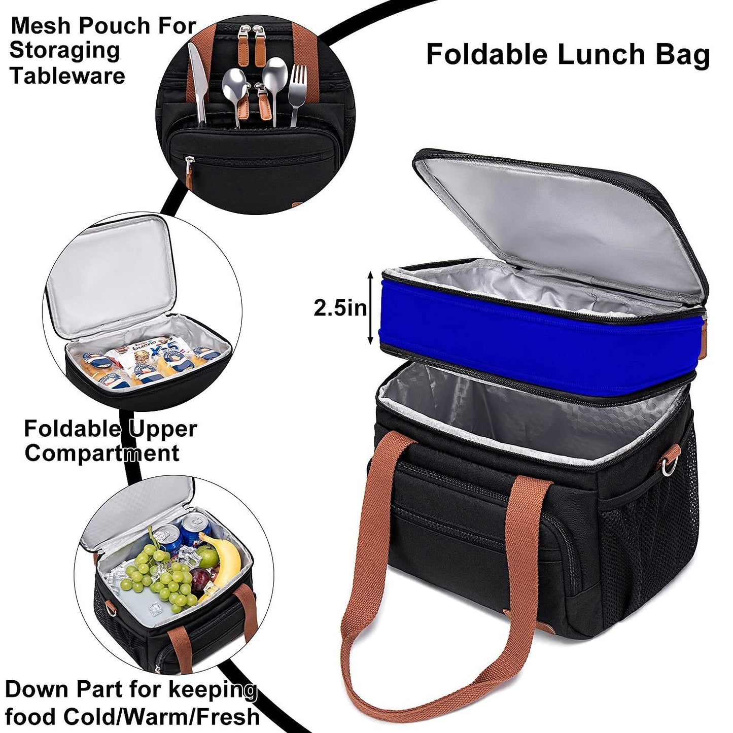 Optimized eBay Title:  "Large Dual Compartment Lunch Bag - Insulated Adult Lunc2