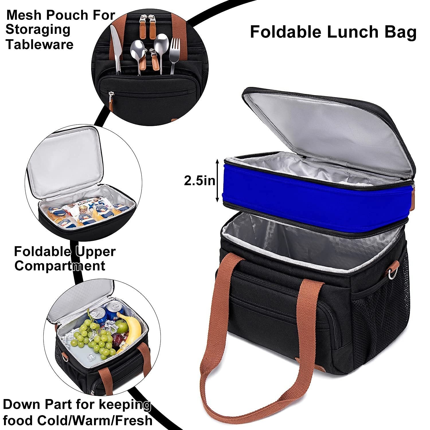 Optimized eBay Title:  "Large Dual Compartment Lunch Bag - Insulated Adult Lunc2